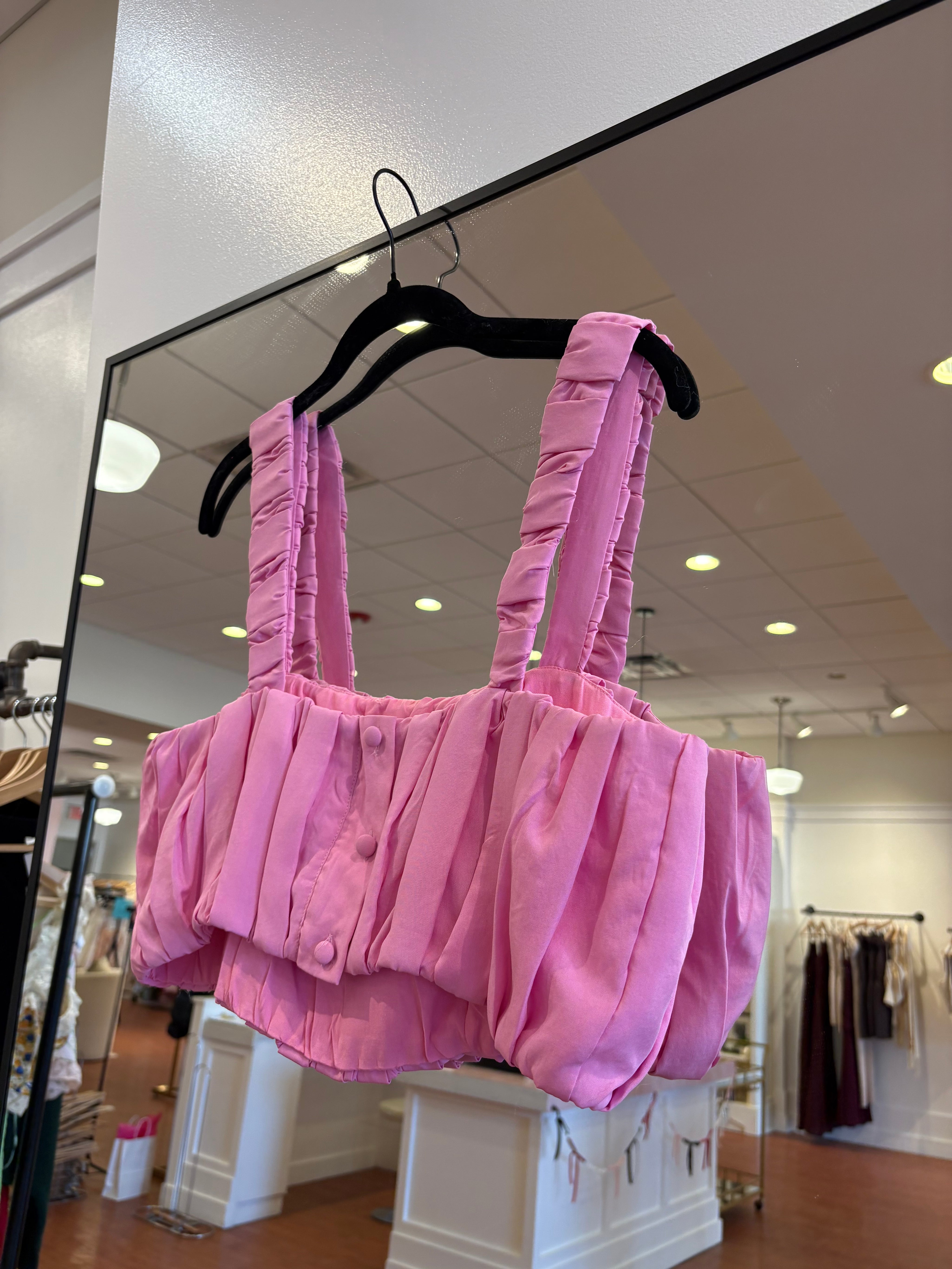 Audrey Pleated Pink Crop Top