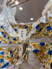 Cesca Blue and Yellow Floral Tie Top