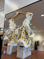 Cesca Blue and Yellow Floral Tie Top