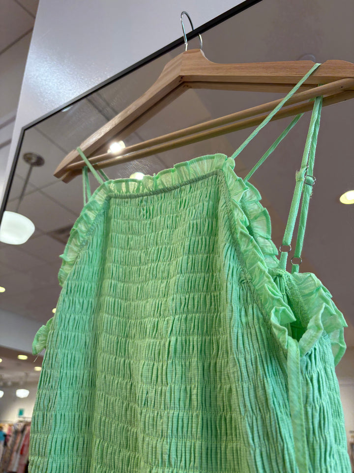 Jenna Neon Green Smocked Mini Dress
