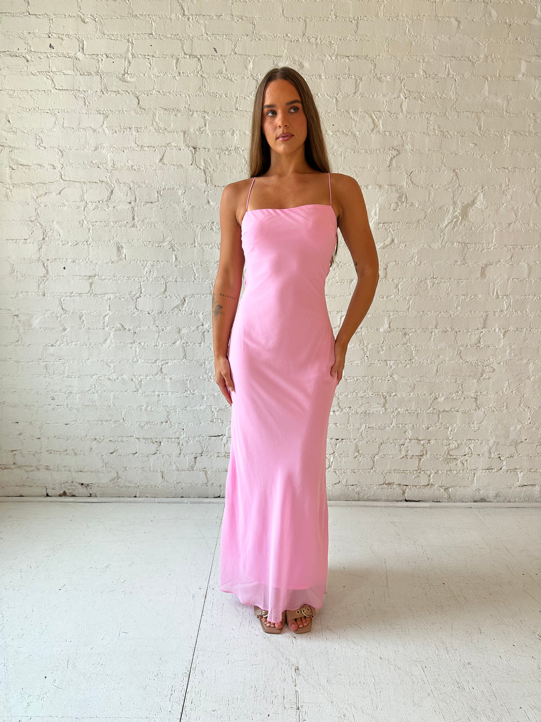 Maya Pink Cowl Back Maxi Dress
