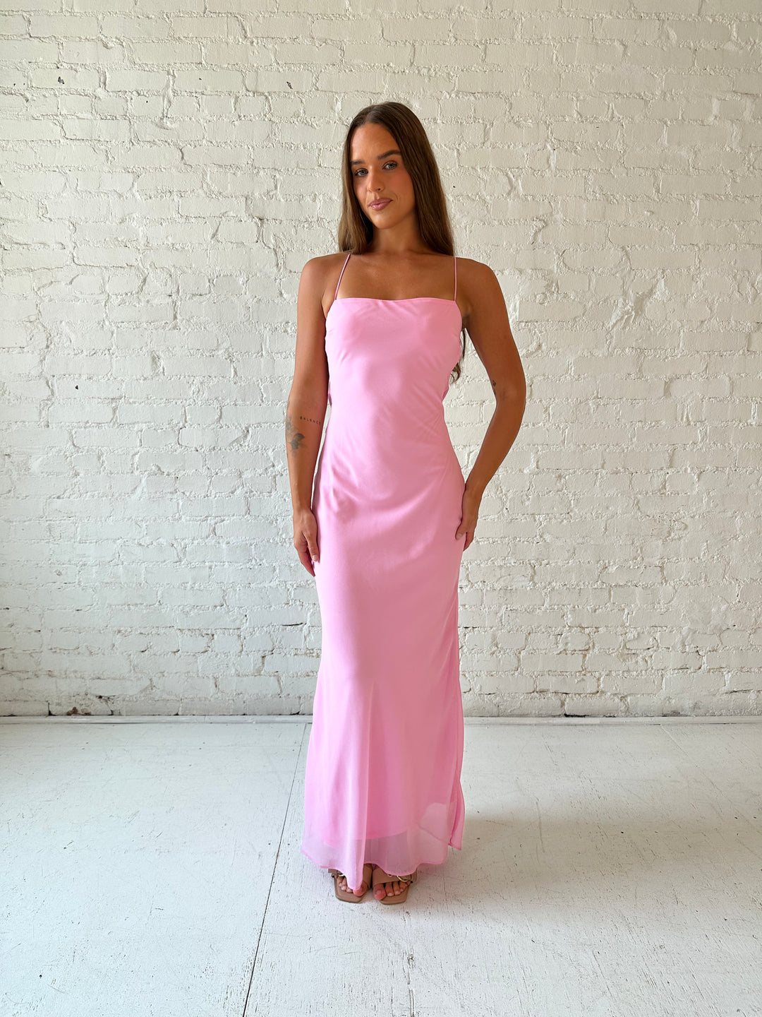 Maya Pink Cowl Back Maxi Dress