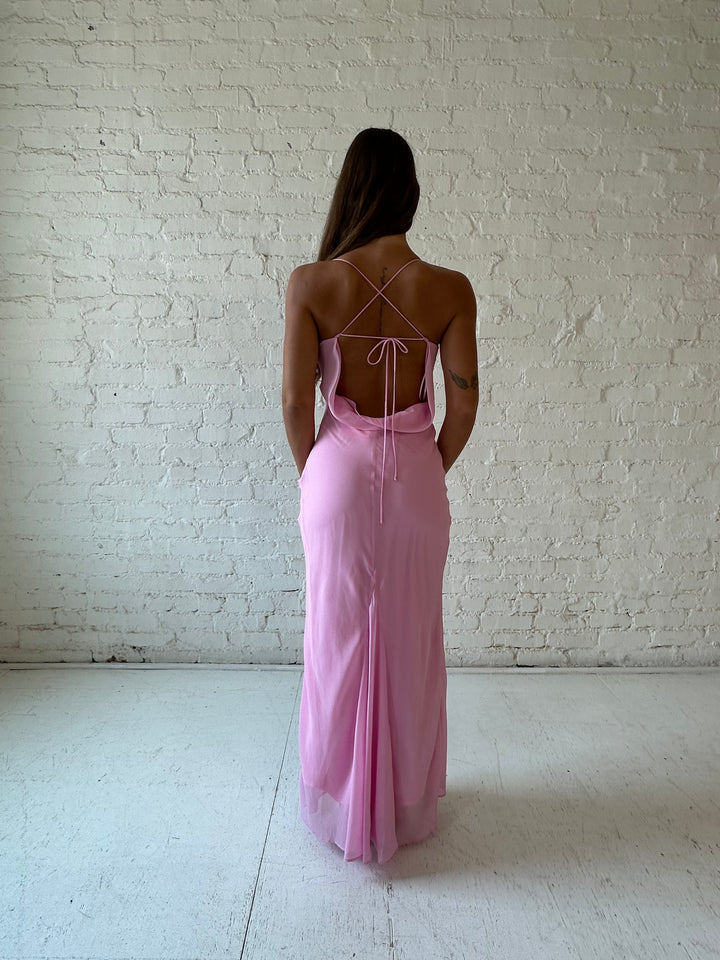 Maya Pink Cowl Back Maxi Dress