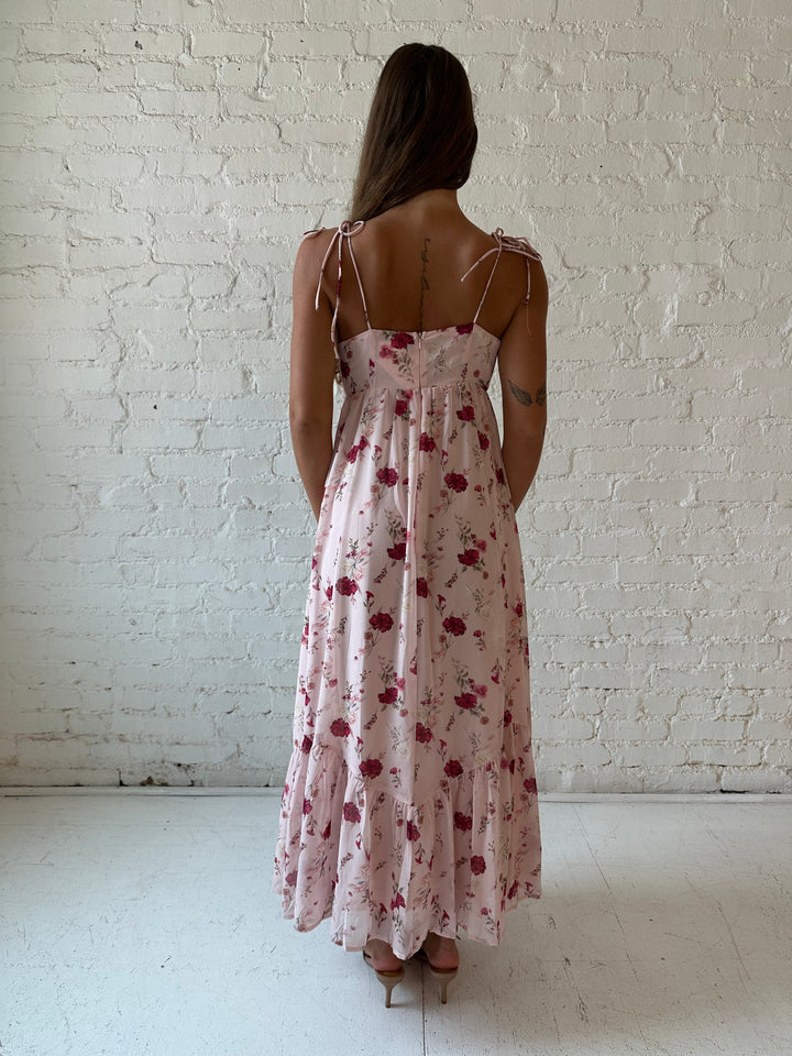 Brandy Pink Floral Tie Strap Maxi Dress