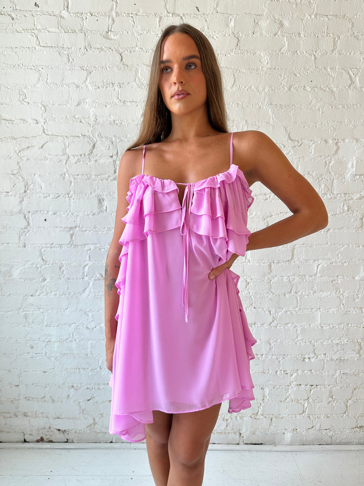 Astrid Pink Ruffle Mini Dress