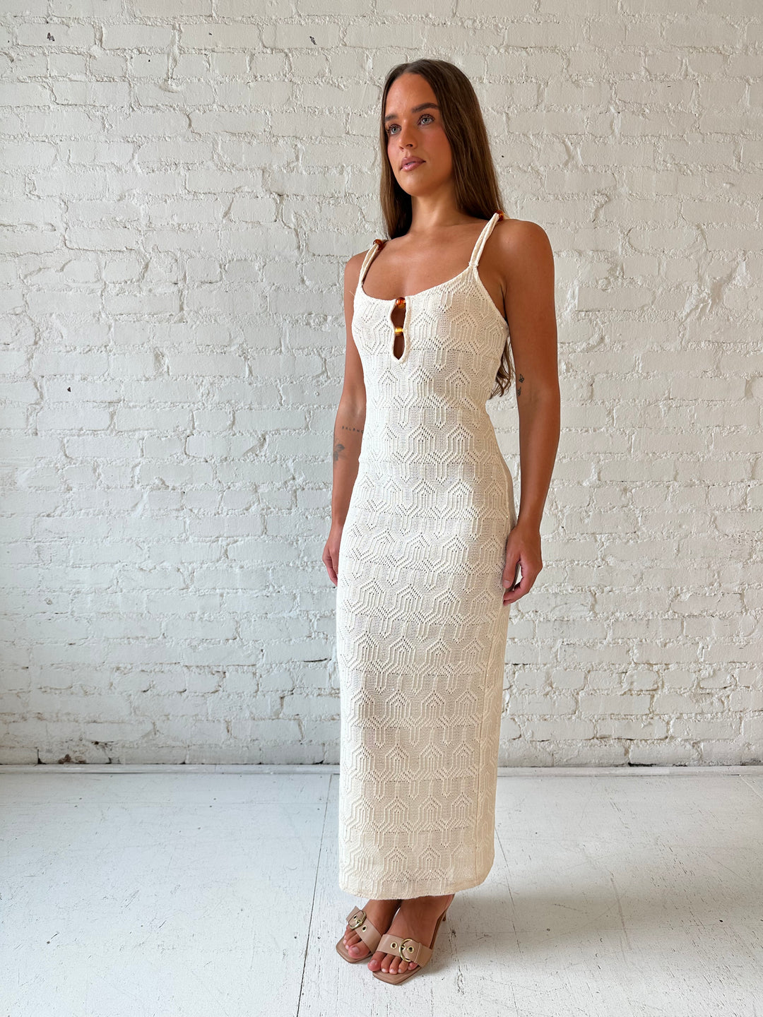 RESTOCKED: Rayne Cream Crochet Knit Maxi Dress