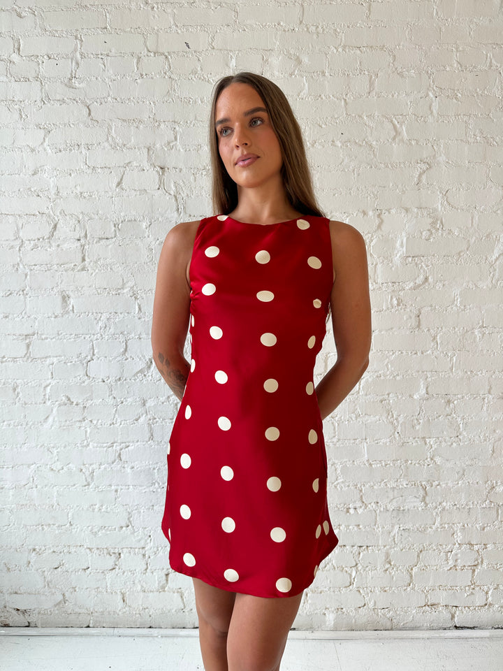 RESTOCKED: Rosie Red Polka Dot Mini Dress