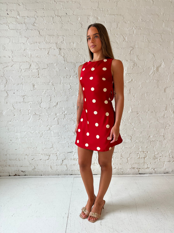 RESTOCKED: Rosie Red Polka Dot Mini Dress