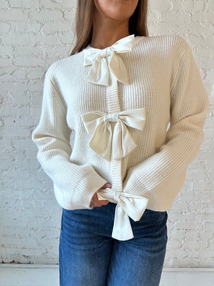 Sylvie Cream Bow Button Cardigan