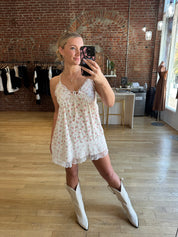 Dana Coral and White Floral Mini Dress