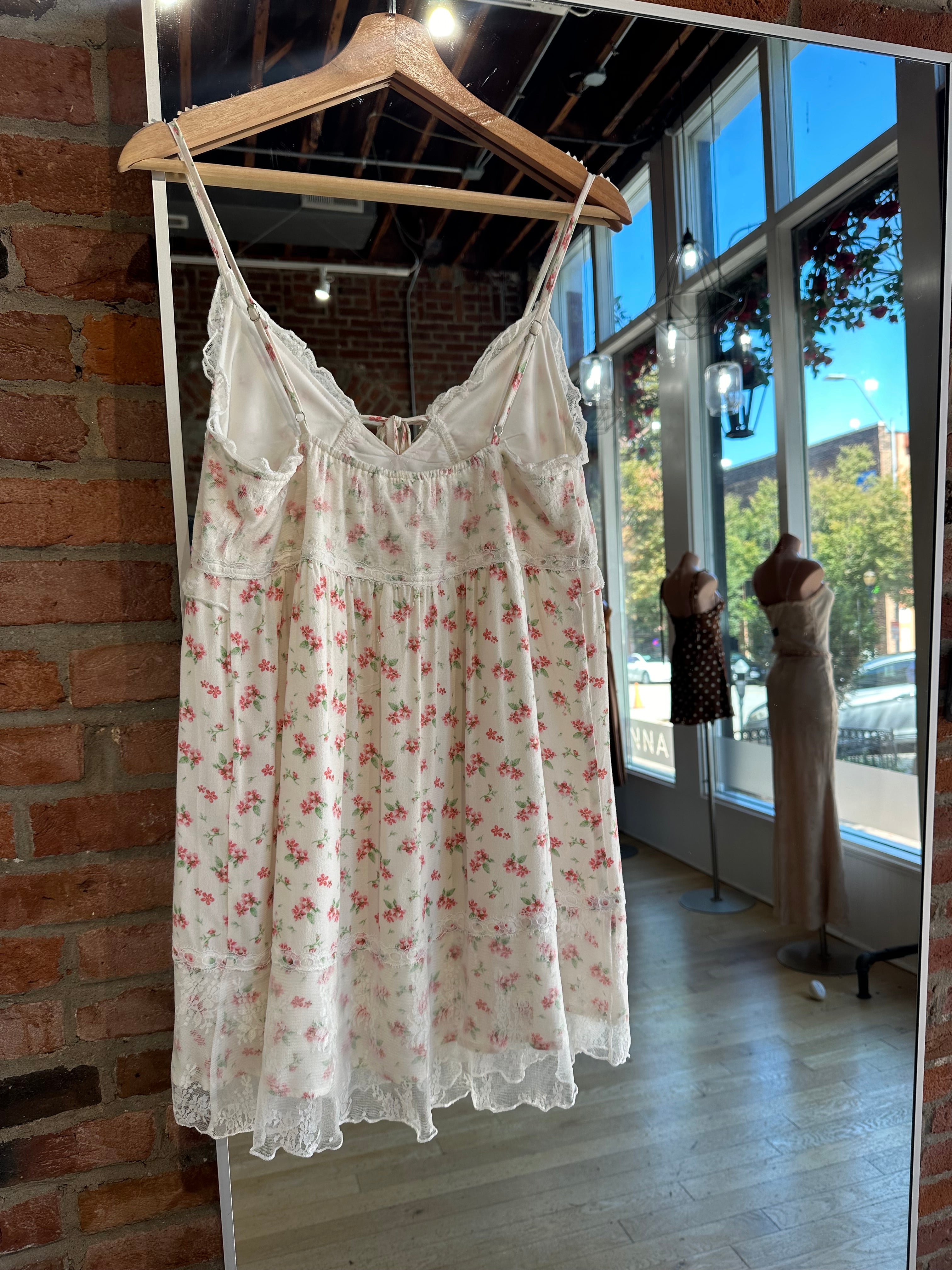 Dana Coral and White Floral Mini Dress