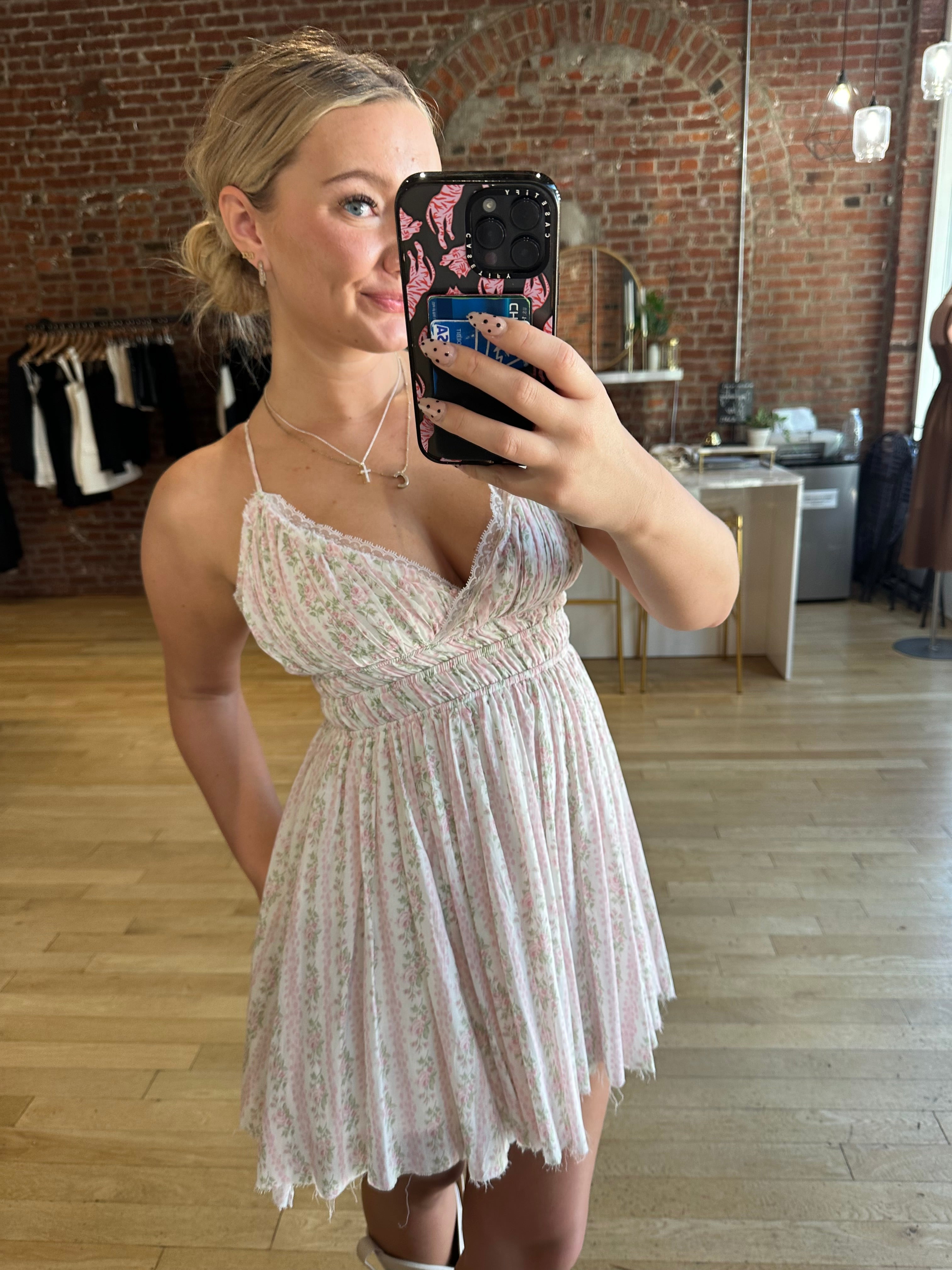 Lunden Baby Pink Floral Mini Dress