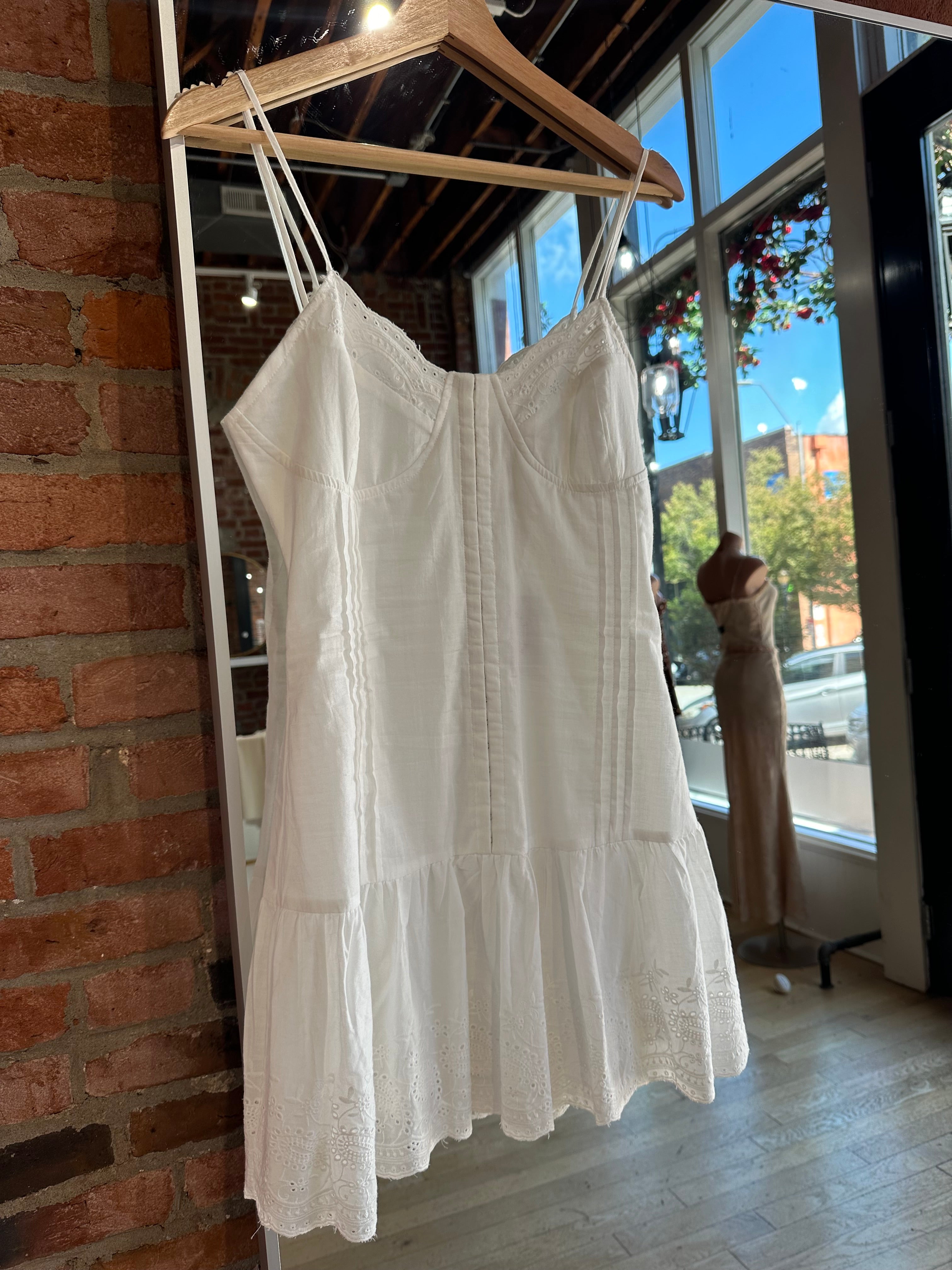 Kenna Ivory Lace Trim Mini Dress