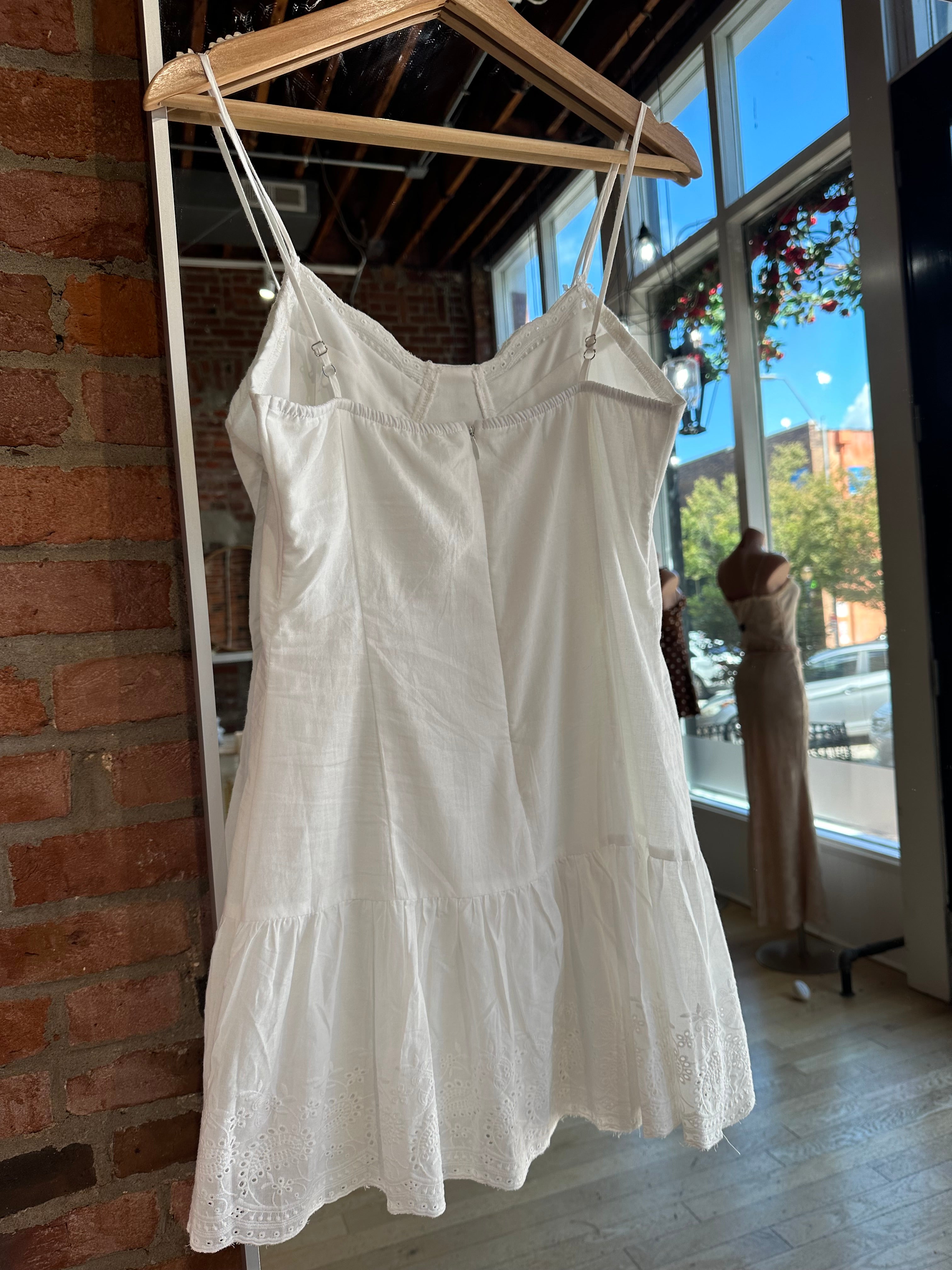 Kenna Ivory Lace Trim Mini Dress