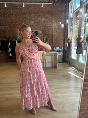 Kristin Pink Floral Tiered Maxi Dress