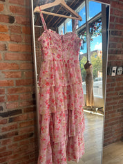 Kristin Pink Floral Tiered Maxi Dress