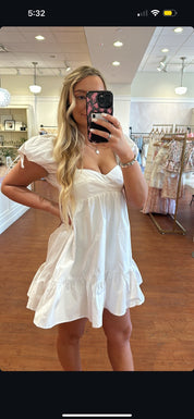Elodie White Puff Sleeve Mini Dress