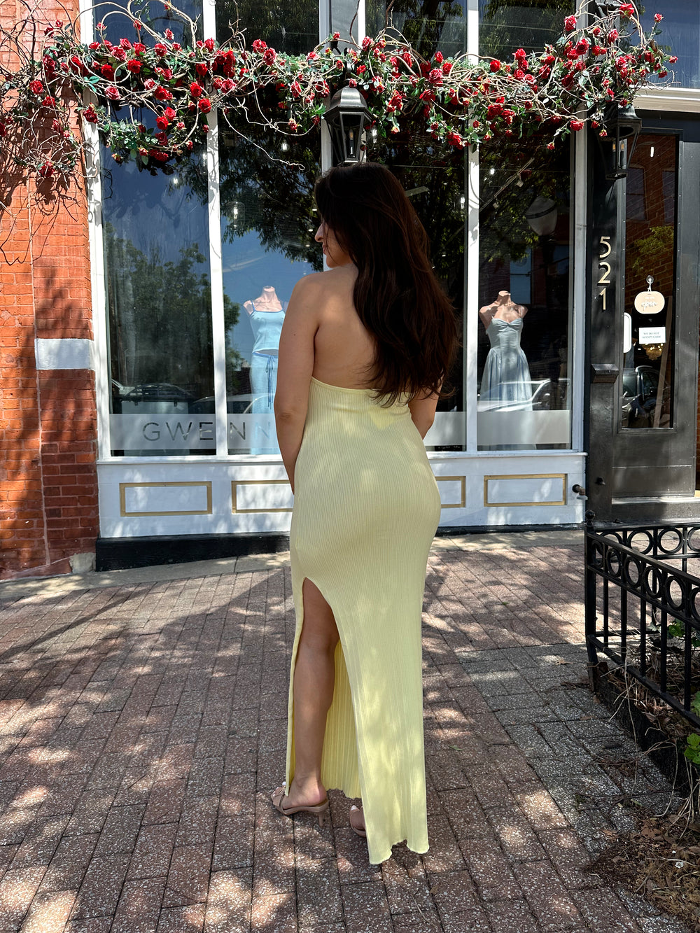 Yellow Knit Halter Maxi Dress | Plunging Keyhole Maxi Dress  Gwenna The  Label