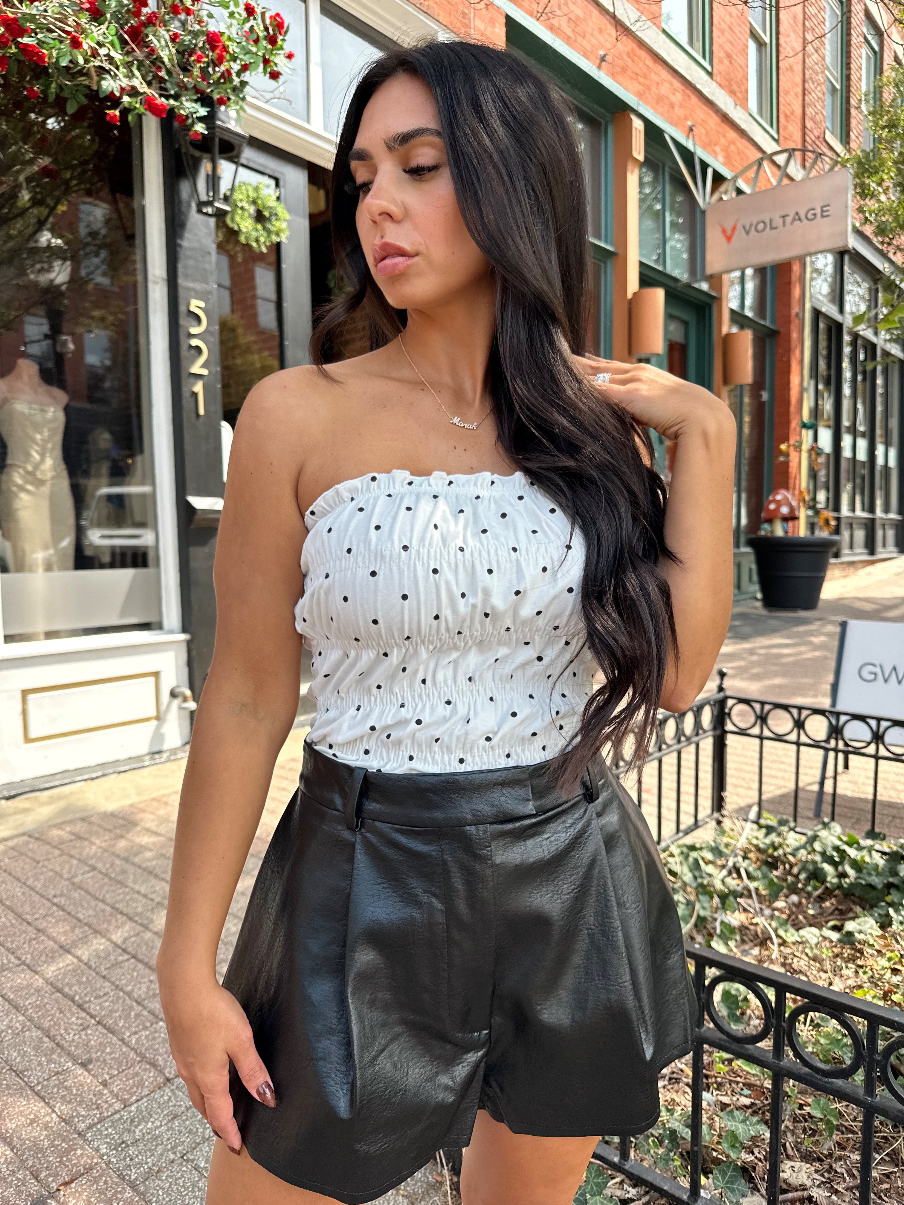 Keke White Smocked Polka Dot Tube Top
