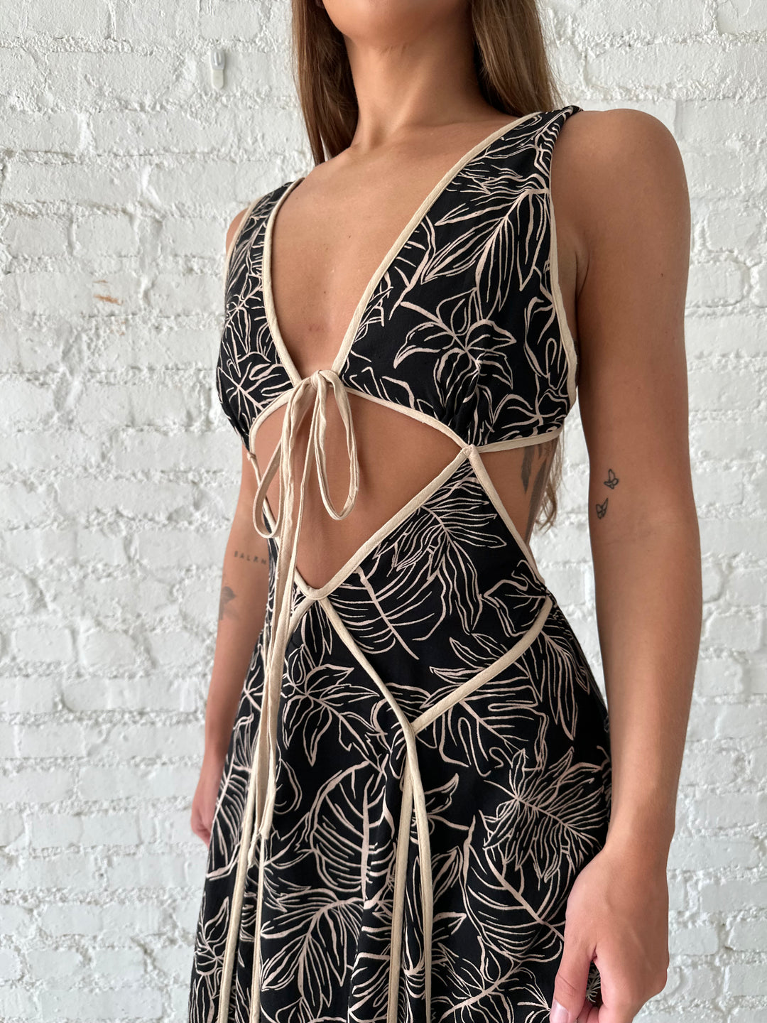 floral cutout maxi dress Cutout Frilly Maxi Dress