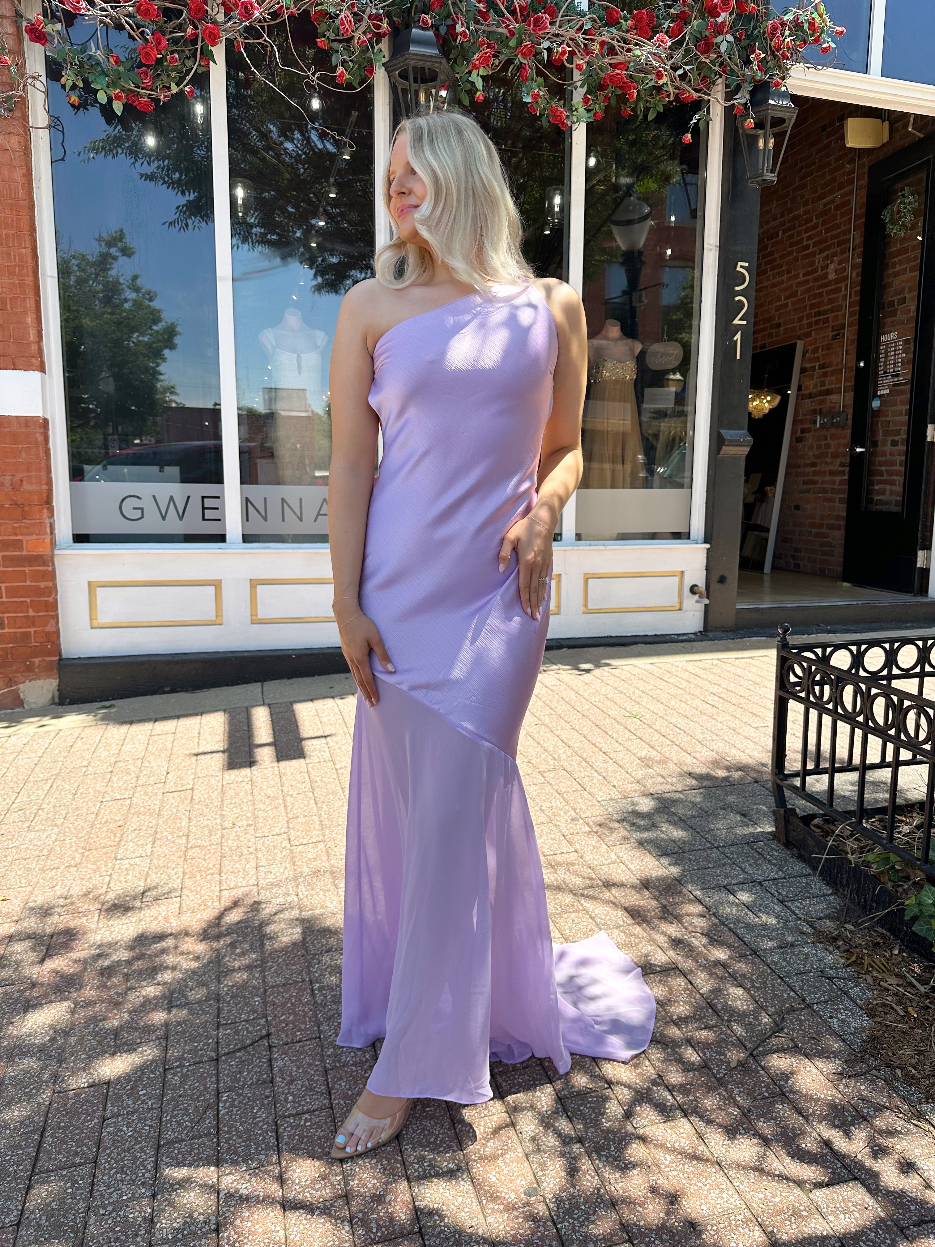 Lex Lavender Open Back One Shoulder Maxi Dress