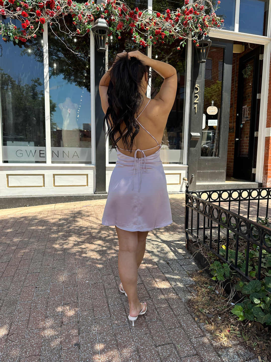Lavender Lace Trim Mini Dress