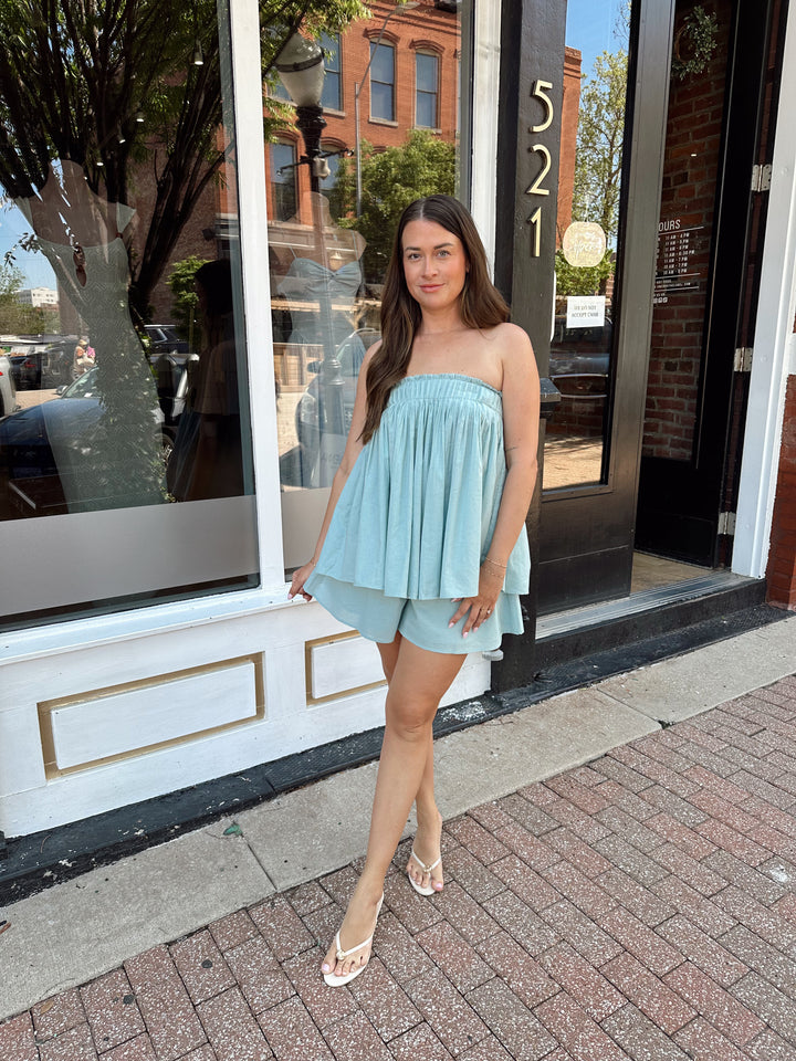 Blue Flowy Short Set