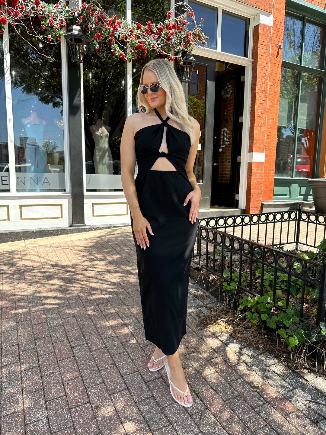 Nadia Black Keyhole Halter Midi Dress Nadia Black Keyhole Halter Midi Dress