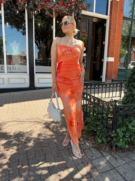 orange tie back dress Cora Orange Tie Back Mini Dress - US 10