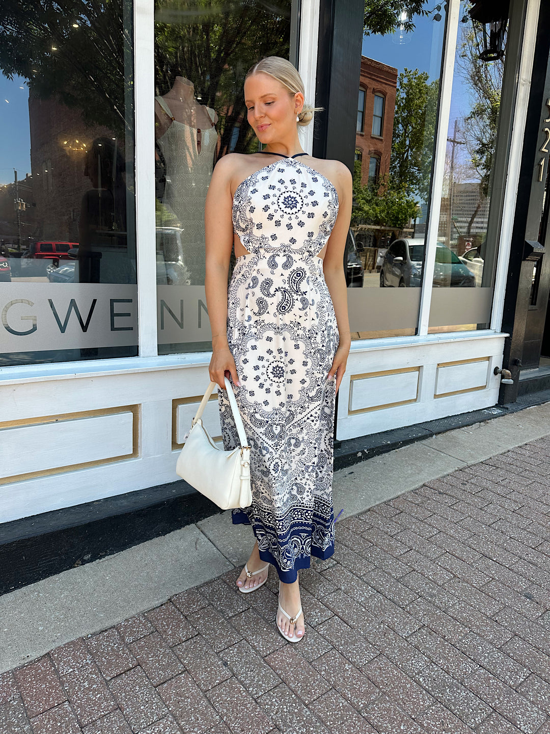 Paisley Navy Printed Halter Maxi Dress Paisley Navy Printed Halter Maxi Dress