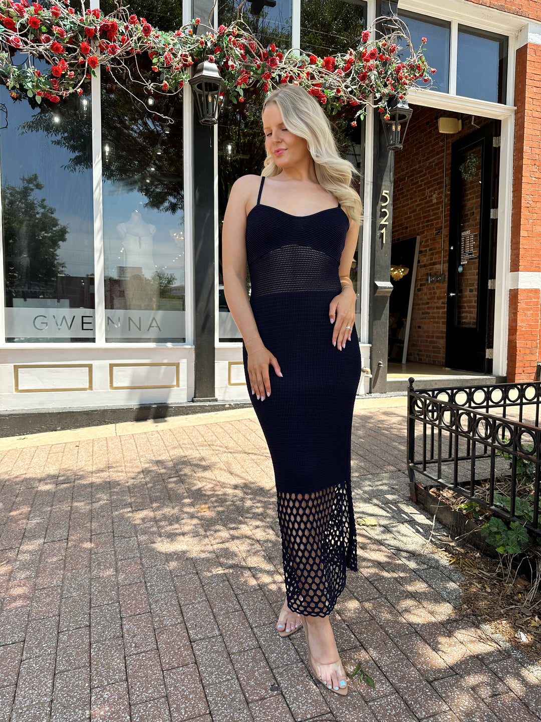 knit midi dress women Quincey Knit Midi Dress- Navy