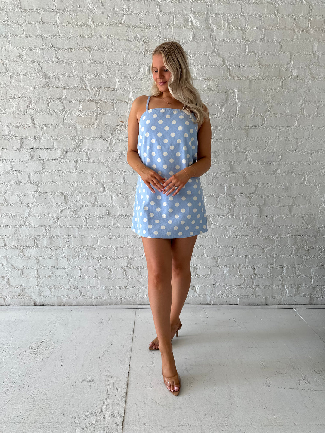 Skyblue Polka Dot Mini Dress