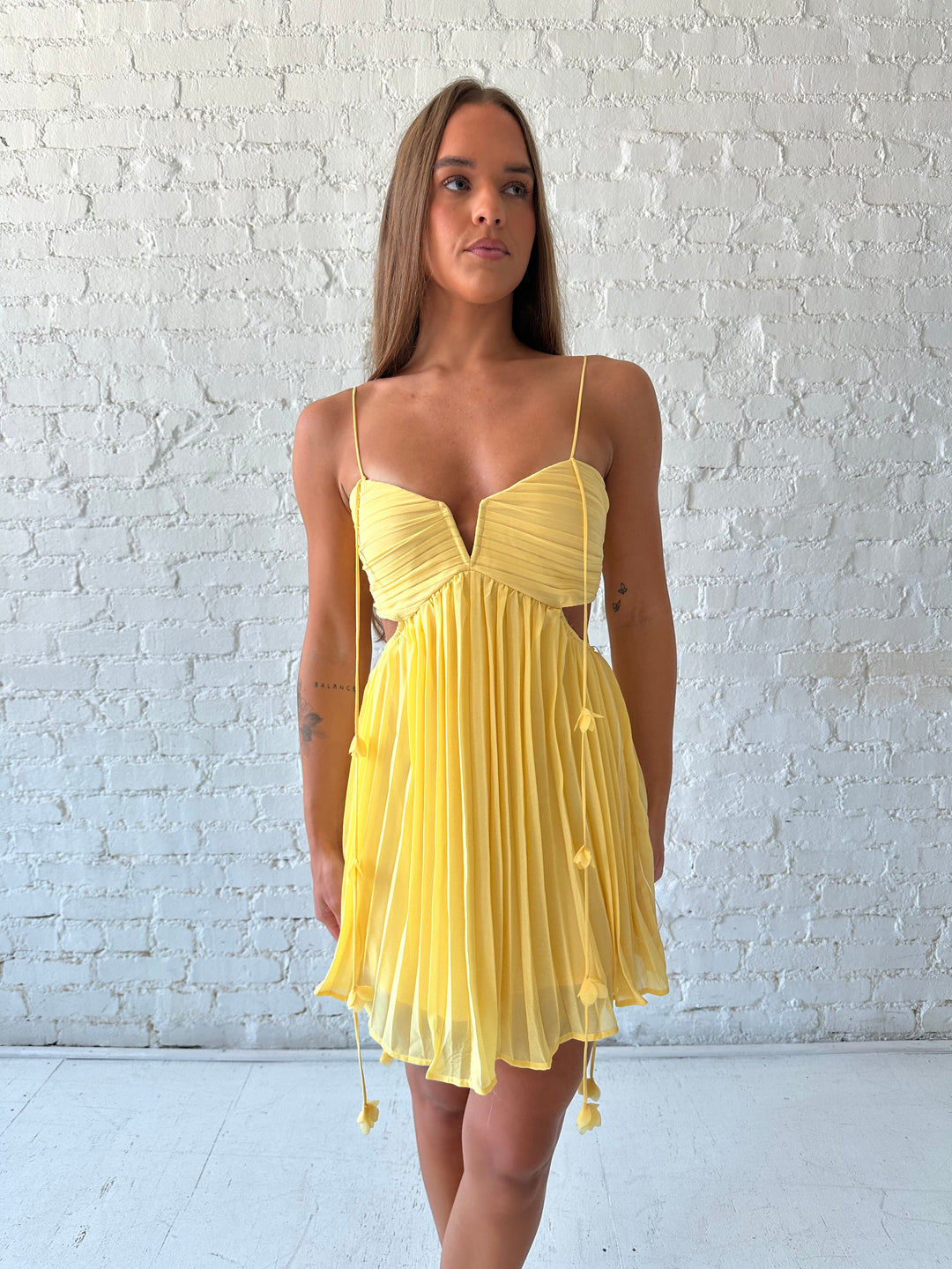 Yellow Cutout Mini Dress