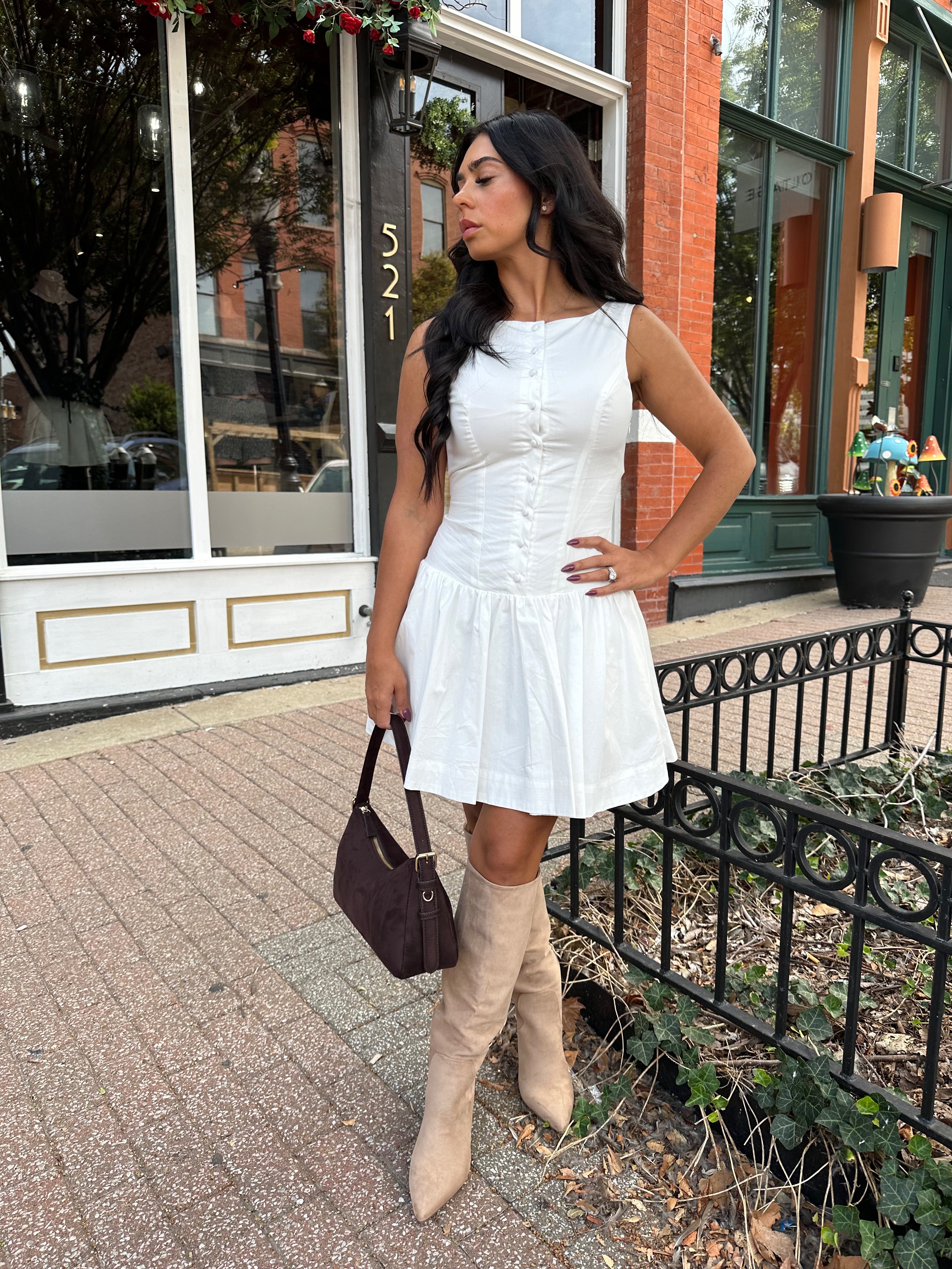 Stasi White Fit To Flare Mini Dress