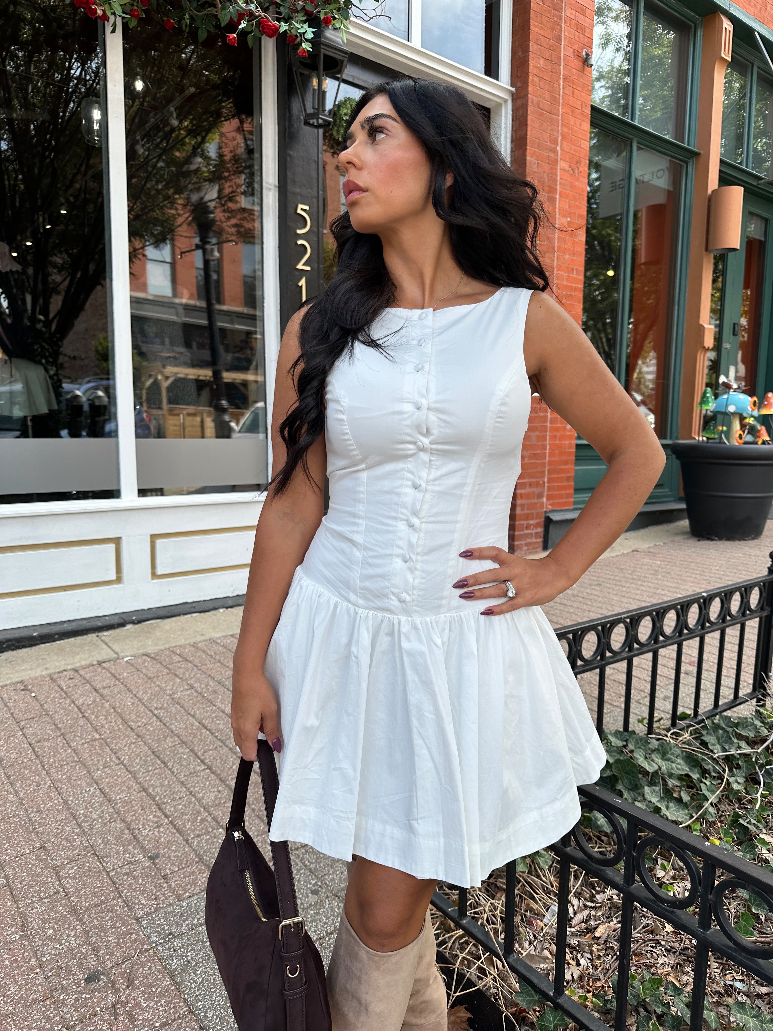 Stasi White Fit To Flare Mini Dress