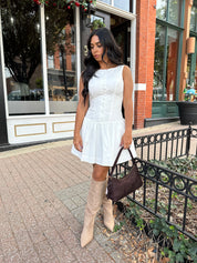 Stasi White Fit To Flare Mini Dress