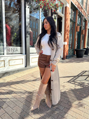 Laken Oatmeal Belted Duster Cardigan