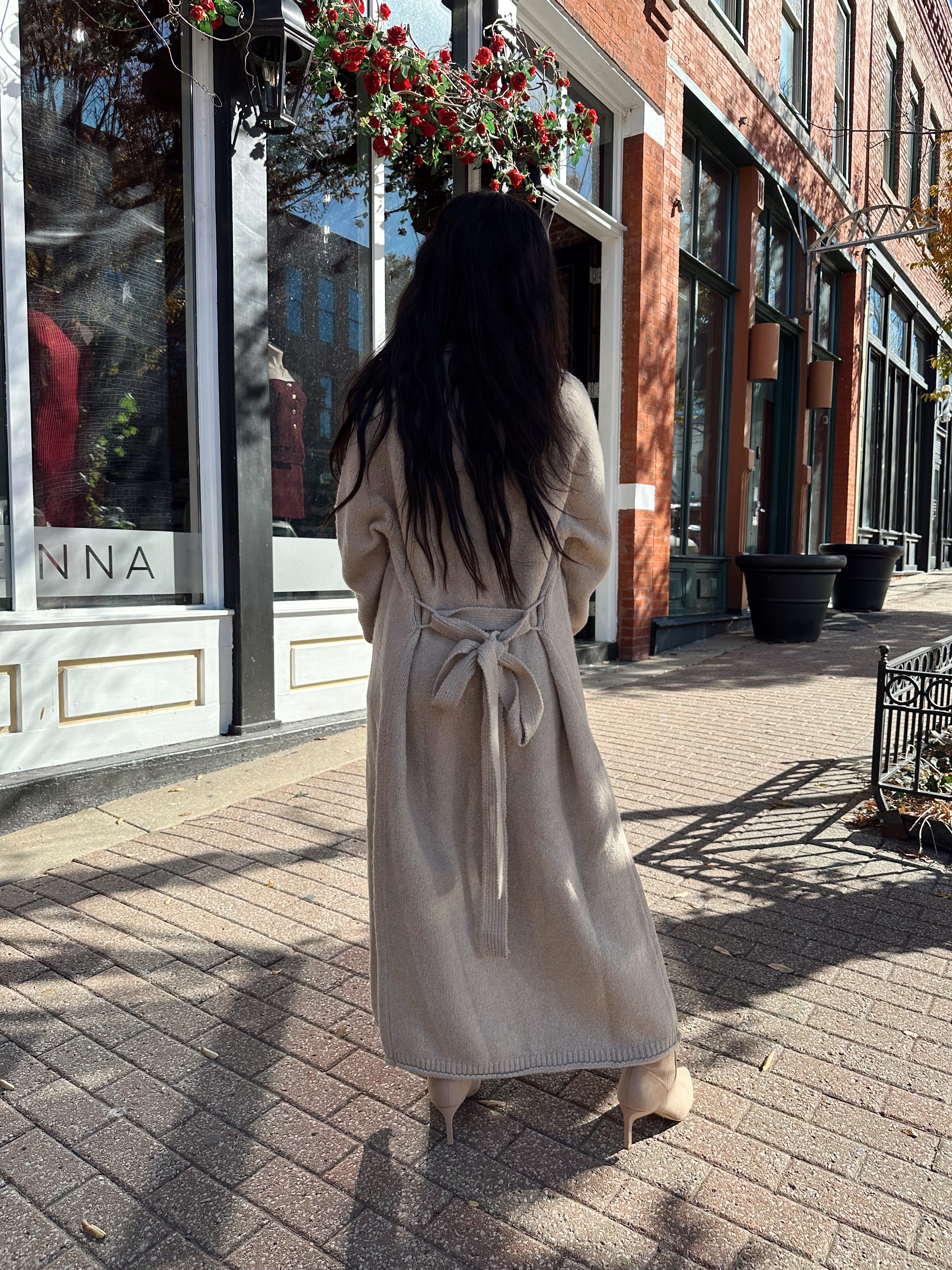 Laken Oatmeal Belted Duster Cardigan