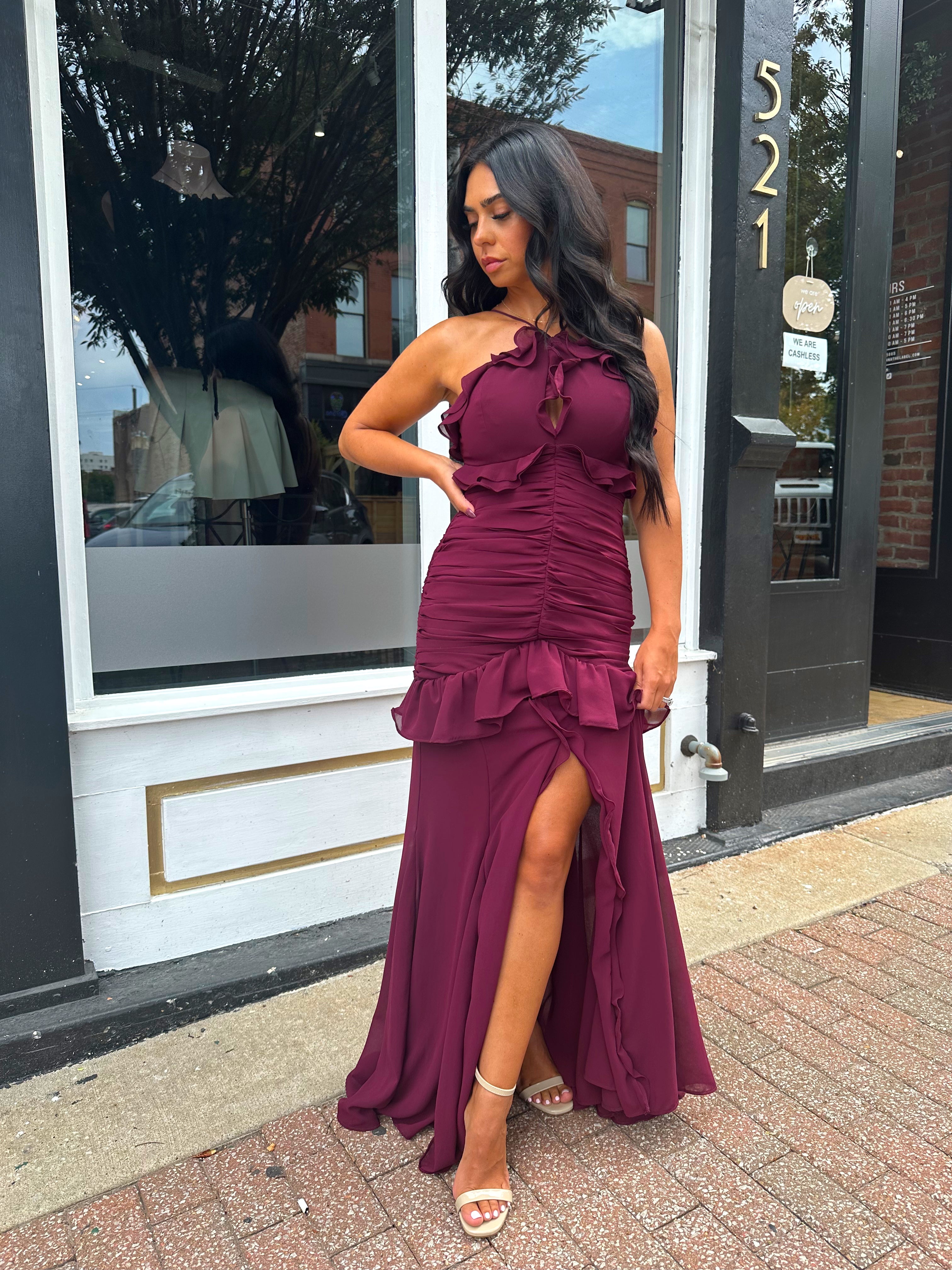 Valeria Ruffled Halter Maxi Dress