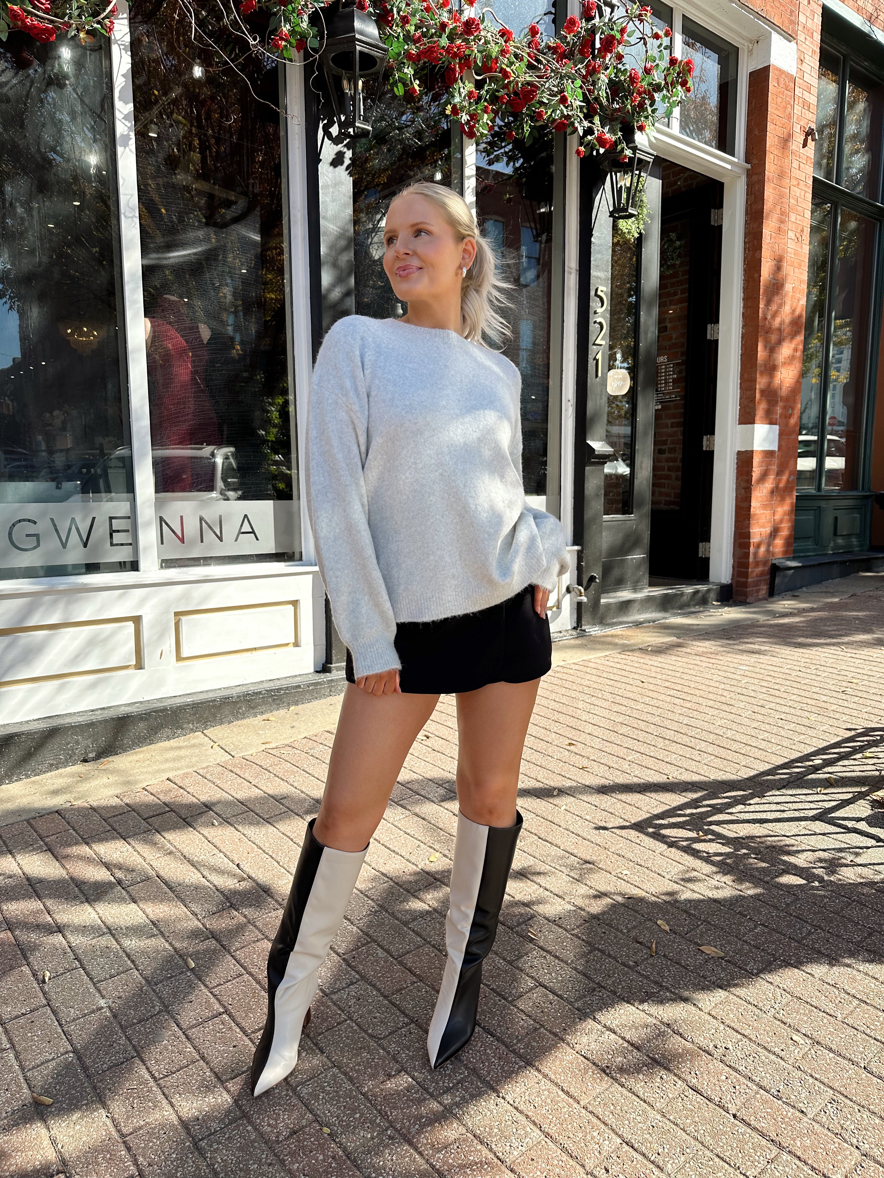 Lynda Grey Bow Back Sweater