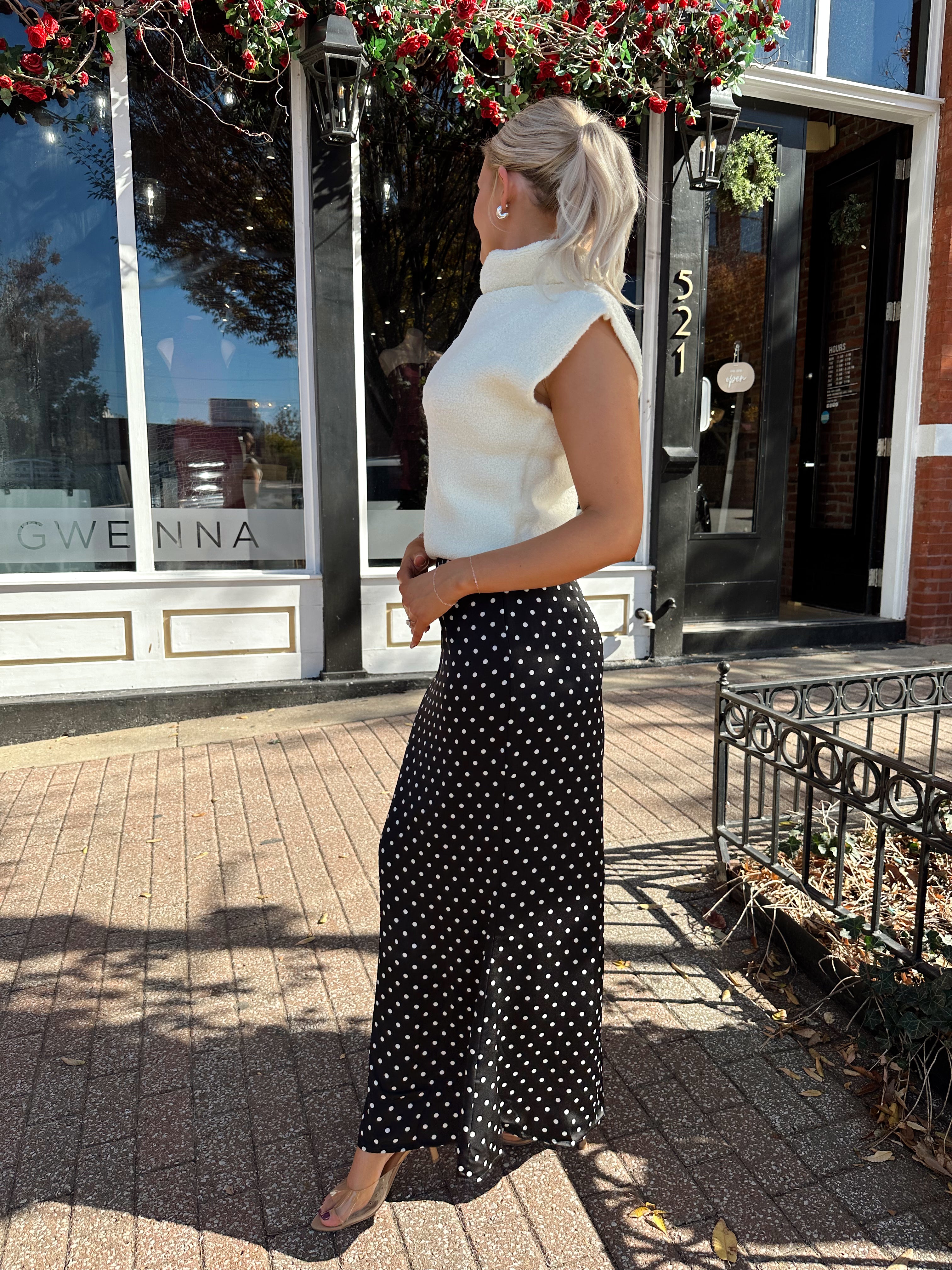 Taytum Black and White Polka Dot Maxi Skirt