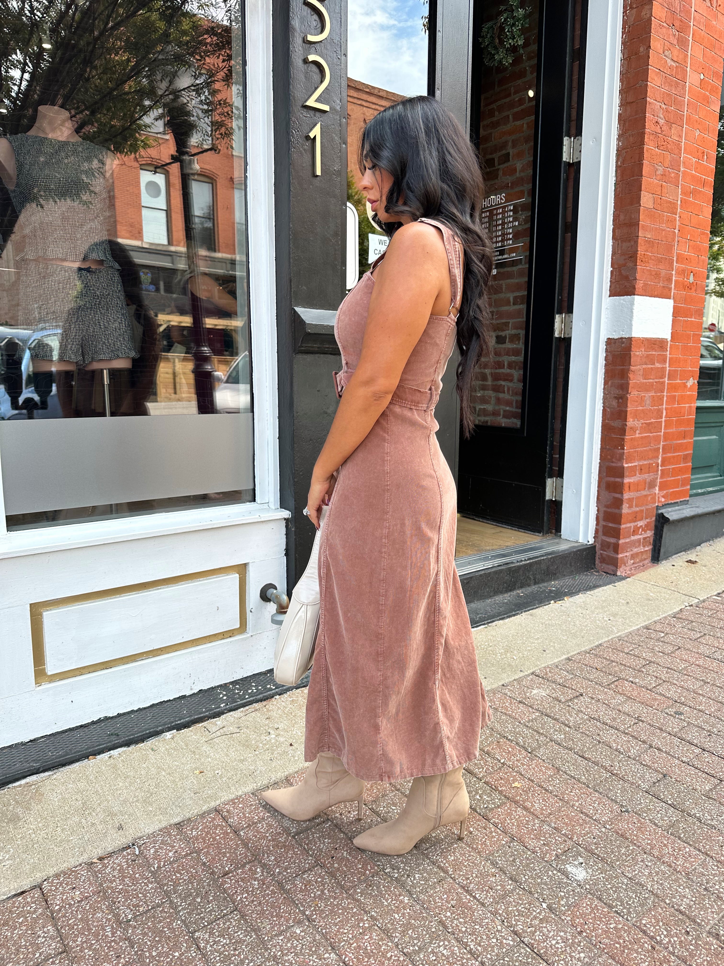 Alice Plum Corduroy Belted Midi Dress