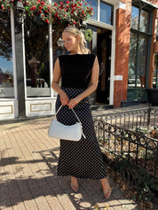 Taytum Black and White Polka Dot Maxi Skirt