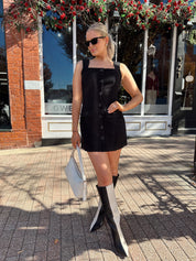 Kleo Black Bouclé Button Down Mini Dress