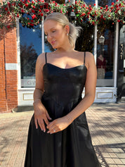 Nico Spaghetti Strap Leather Midi Dress