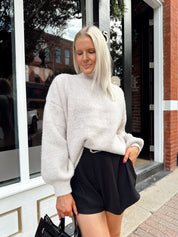 Stone Taupe Oversized Turtleneck Sweater