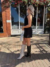 Kleo Black Bouclé Button Down Mini Dress