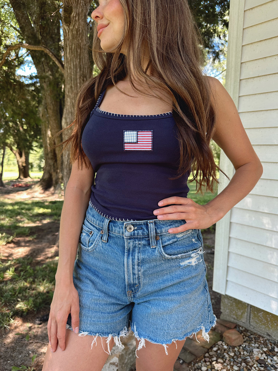 American Flag Tank Top- Navy