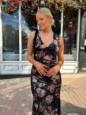 Sofie Black Floral Velvet Maxi Dress