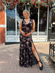 Sofie Black Floral Velvet Maxi Dress